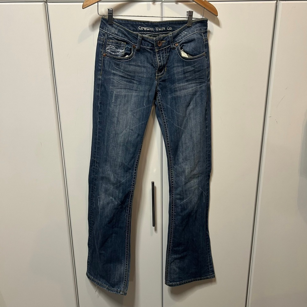Cowgirl Tuff Co Dont Fence Me In Bootcut Jeans Blue Denim W27 L35 Western
